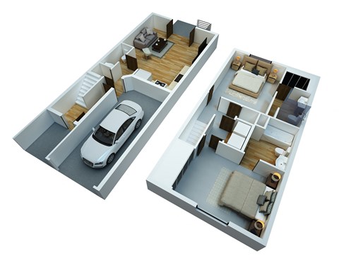 Floor plan for 2 beds, 2.5 baths, 1142 sqft